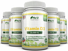 Carica l&#39;immagine nel visualizzatore di Gallery, Vitamina D3 10.000 UI 365 Capsule Softgel Integratore di vitamina d3 nu u nutri