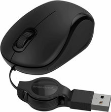Carica l&#39;immagine nel visualizzatore di Gallery, Mini Mouse da portatile Viaggio USB Sabrent con cavo retrattile, 1200 DPI, Nero