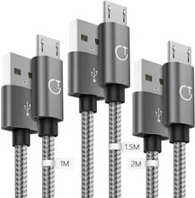 Carica l&#39;immagine nel visualizzatore di Gallery, Gritin Cavo Micro USB, [3 Pezzi:1m,1.5m,2m] Nylon Intrecciato USB Grigio