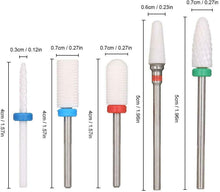 Carica l&#39;immagine nel visualizzatore di Gallery, Punte Fresa Unghie Ceramica,Anself 5pcs Nail Drill Bits Set,Resistente Tipo 1