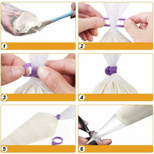 Carica l&#39;immagine nel visualizzatore di Gallery, 100 x Sac a poche per decorazione di torte pasticceria, Sacche con anelli tenuta
