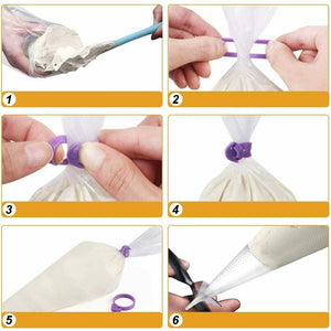 100 x Sac a poche per decorazione di torte pasticceria, Sacche con anelli tenuta