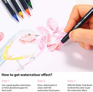 Ohuhu Pennarelli 20 Colori Pennelli ad Acqua, Punta Flessibile e Soffice 20