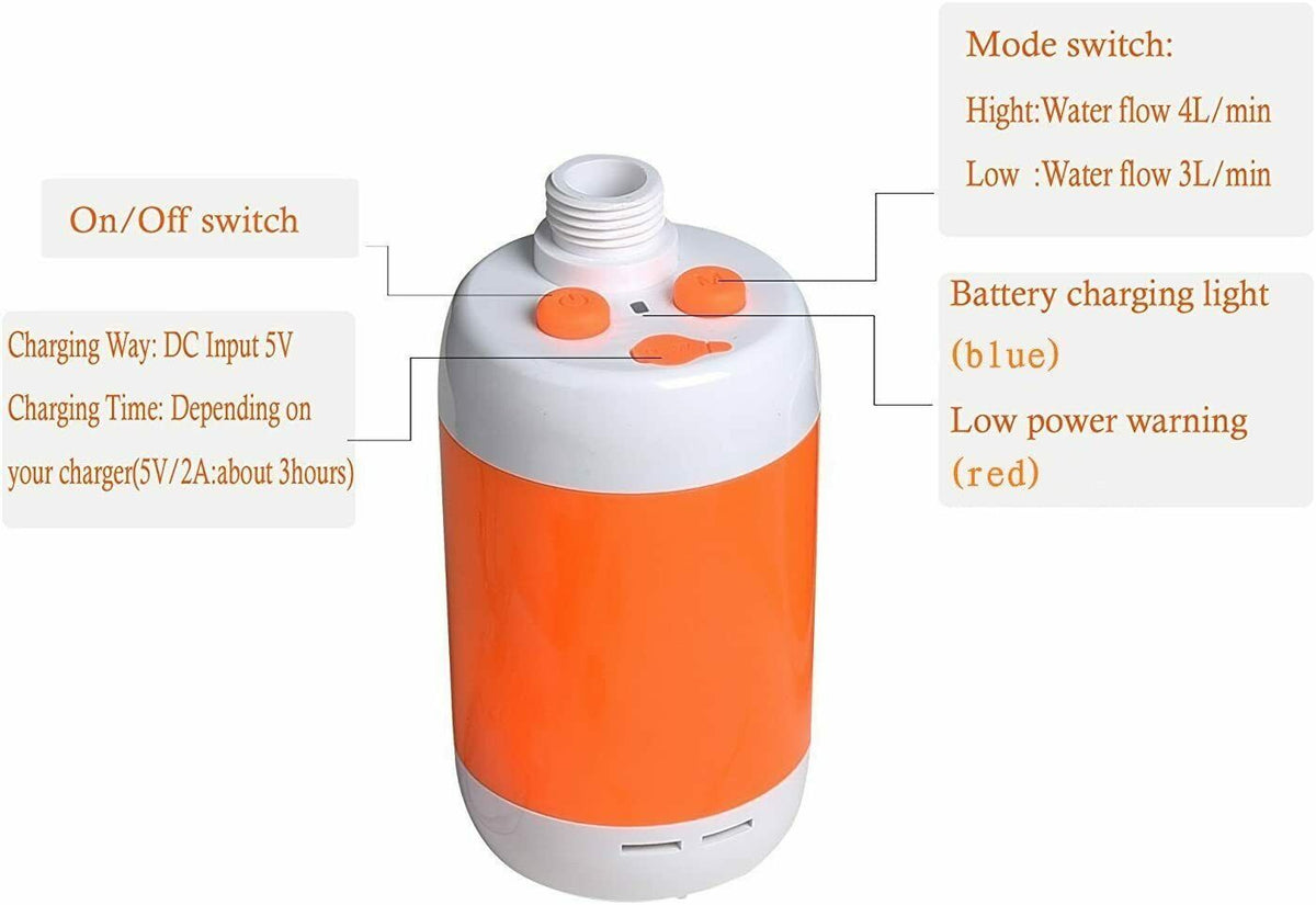 Doccia Portatile Elettrica Ricaricabile | Batteria 4800mAh | Flusso Regolabile | Per Campeggio E Viaggi - Foto 3