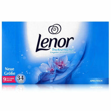 Carica l'immagine nel visualizzatore di Gallery, 34 x Fogli Lenor per asciugatrice, Profumo di freschezza per panni, Anti rughe