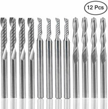Carica l'immagine nel visualizzatore di Gallery, Afunta, set di 12 frese in carburo, 4 punte per fresa CNC da 1/8", 8 frese