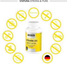 Carica l&#39;immagine nel visualizzatore di Gallery, VISPURA Vitamina D3 20000UI Alto Dosaggio 180 Compresse Pura Vitamina D3