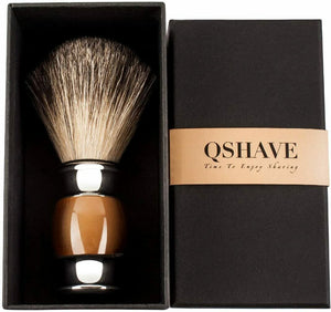 Qshave - Pennello da barba, setole con vero pelo di tasso 100%, realizzato a...