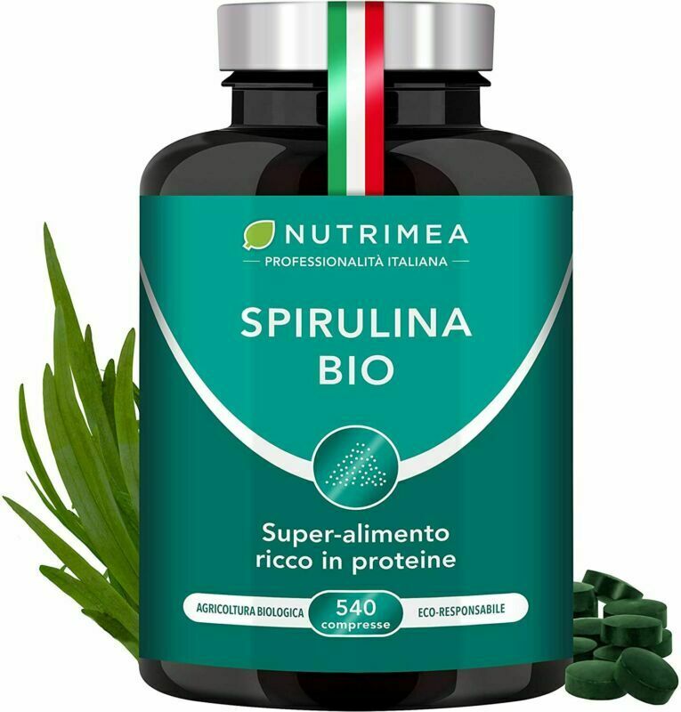 Nutrimea Spirulina BIO | 540 Compresse Con Proteine Vegetali | Alga It