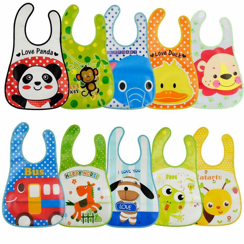 10 Bavaglini per Neonati, Impermeabili in Plastica EVA, da 6 mesi a 6 anni