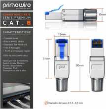 Carica l'immagine nel visualizzatore di Gallery, Primewire - 2X connettori RJ45 a crimpare Cat 8 - Connessione Senza Attrezzi