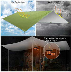 Tenda da campeggio parasole da 3 x 4 m in nylon, Protezione UV e pioggia, Verde
