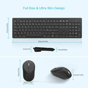Tastiera e mouse senza fili con tastierino numerico con ricevitore nano USB Nero