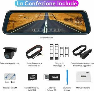Dash Cam Specchietto ThiEYE Carview2 10" Touchscreen Telecamera per Auto...
