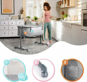 Kinderkraft Culla da Affiancare NESTE UP, Lettino Co-Sleeping, Regolabile,...