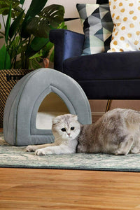 Bedsure Cuccia Gatto Chiusa Interno - Nicchia per Gatti Morbido 2+1 Grigio