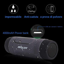Carica l&#39;immagine nel visualizzatore di Gallery, ZEALOT S1 Cassa Bluetooth Piccola Portatile Waterproof IPX5 Con Torcia Grigio