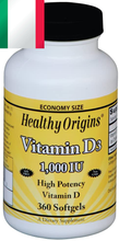 Carica l&#39;immagine nel visualizzatore di Gallery, Healthy Origins Vitamin D-3 1000iu 360 softgels - Vitamina D3