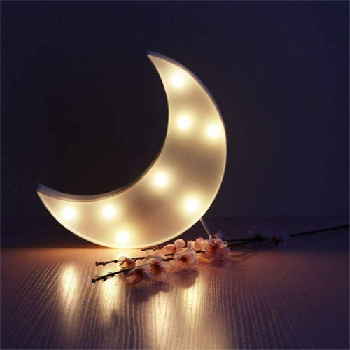 DAXGD Luci notturne a 8 LED, a forma di luna, Telecomando a pile Bianca