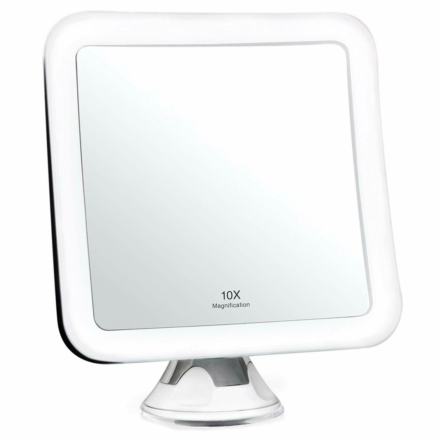 Specchio Ingranditore per Trucco 10x con Luce LED e Ventosa Potente –