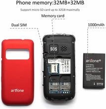 Carica l&#39;immagine nel visualizzatore di Gallery, 2G Telefono Cellulare per Anziani, artfone C10 con Tasti Grandi 2.4&quot;