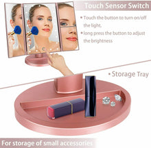 Carica l&#39;immagine nel visualizzatore di Gallery, deweisn Specchio Trucco con 21 LEDs, di Vanity Trifold Oro Rosa