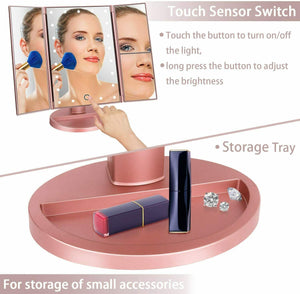 deweisn Specchio Trucco con 21 LEDs, di Vanity Trifold Oro Rosa
