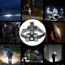 Carica l&#39;immagine nel visualizzatore di Gallery, Torcia da testa frontale a LED ricaricabile USB impermeabile, LED 20000 lm