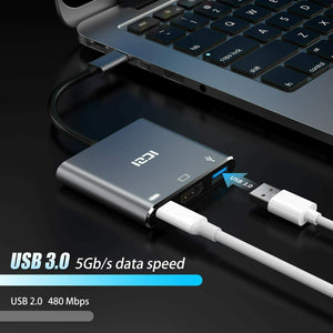 ICZI Adattatore USB C HDMI 4K, 3 in 1 Hub Type-C 2.0, 3.0 3 1