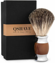 Carica l'immagine nel visualizzatore di Gallery, Qshave - Pennello da barba, setole con vero pelo di tasso 100%, realizzato a...