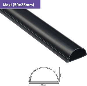 Canalina a pavimento per cavi e fili, Profilo a D da 1 m 50 x 25 mm, Passacavi