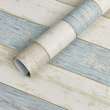 Carica l'immagine nel visualizzatore di Gallery, Rivestimento adesivo per mobili in PVC anti macchia, Effetto legno, Blu Beige