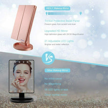 Carica l'immagine nel visualizzatore di Gallery, WEILY Specchio di Vanity Trifold dello Trucco Illuminato Oro Rosa
