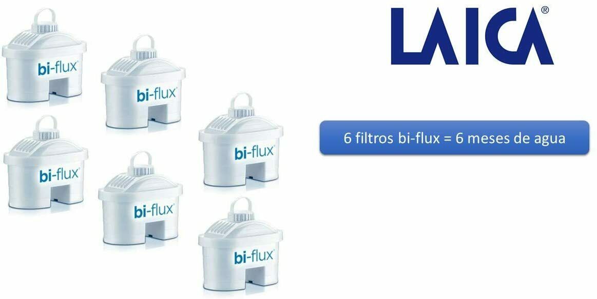 Caraffa filtrante Kit con 6 filtri Bi Flux Trasparente e Bianco J996010