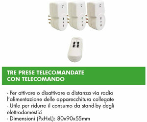 Proxe 710003 Tre Prese Telecomandate con Telecomando, Bianco