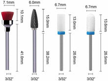 Carica l&#39;immagine nel visualizzatore di Gallery, 7 x Punte per fresa per unghie in ceramica per levigare rimuovere permanente Kit