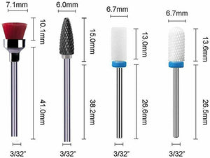 7 x Punte per fresa per unghie in ceramica per levigare rimuovere permanente Kit