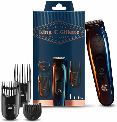 Regola barba da uomo senza fili King C. Gillette Kit, 3 pettini per regolazione