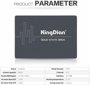 SSD da 60GB 2.5", Unità a stato solido con tecnologia NAND 3D SATA III, KingDian