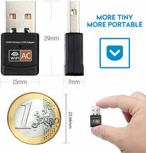 Carica l'immagine nel visualizzatore di Gallery, Mini Adattatore WiFi Dual Band 2.4 Ghz 5.8 Ghz, AC 600Mbps Rete Dongle Portatile