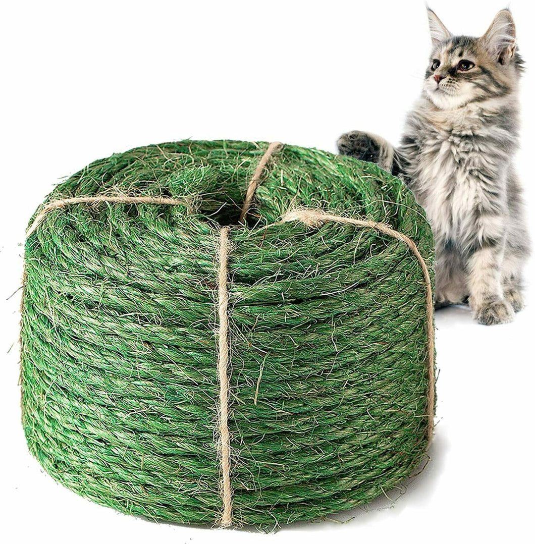 JSPYFITS 6mm Corda in Sisal per Tiragraffi, 30m Naturale 30M, verde