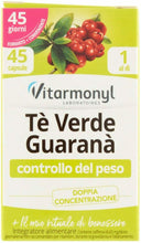 Carica l&#39;immagine nel visualizzatore di Gallery, 45 x Capsule di integratore di Tè verde e Guaranà, Vitarmonyl Controllo del peso