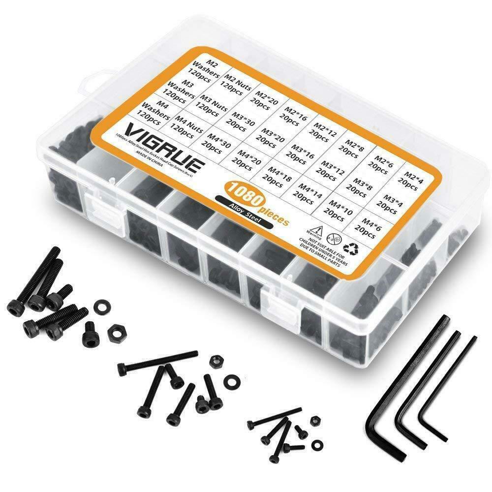 Esagono Incassato Bulloni, Kit 1080PCS M2 M3 M4 Viti a Brugola in Acciaio 1