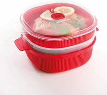 Carica l'immagine nel visualizzatore di Gallery, Vaporiera da 4 L per microonde con cestelli multipli per carne pesce e verdure