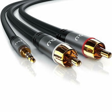 Carica l'immagine nel visualizzatore di Gallery, Cavo a Y da 2 RCA maschio a jack 3,5 mm maschio, Placcati in oro, 1 m, Hi-Fi