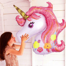 Carica l&#39;immagine nel visualizzatore di Gallery, Palloncini per decorazione di compleanno bambina, Tema unicorno rosa con festone