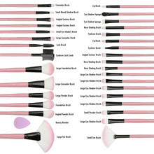 Carica l&#39;immagine nel visualizzatore di Gallery, 32 Pennelli da trucco Professionali, Con Custodia Rosa e Spugna Blender