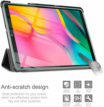 Carica l'immagine nel visualizzatore di Gallery, Custodia a portafoglio compatibile per Samsung Galaxy Tab A 10.1 2019 + Vetro