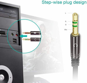 Sdoppiatore per cuffie e microfono, Adattatore splitter attacco jack 3.5 mm 3pin