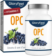 Carica l'immagine nel visualizzatore di Gallery, Estratto di semi d'uva OPC con Vitamina C, 180 Capsule Vegane, di Gloryfeel